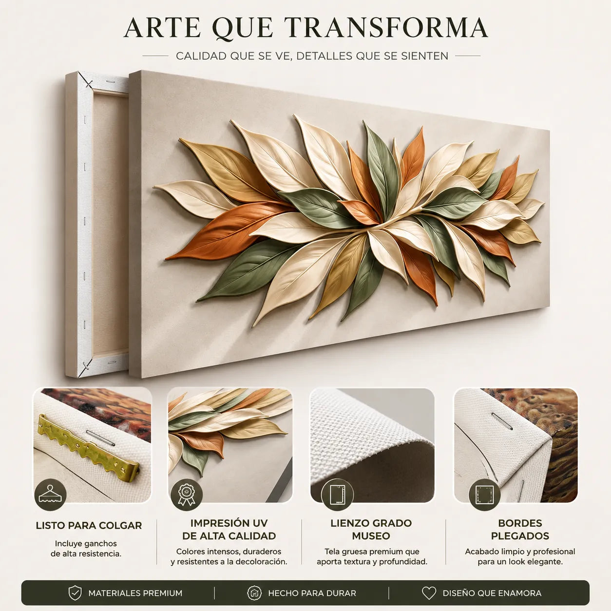 Cuadro Decorativo Minimalista Pétalos en tonos tierra