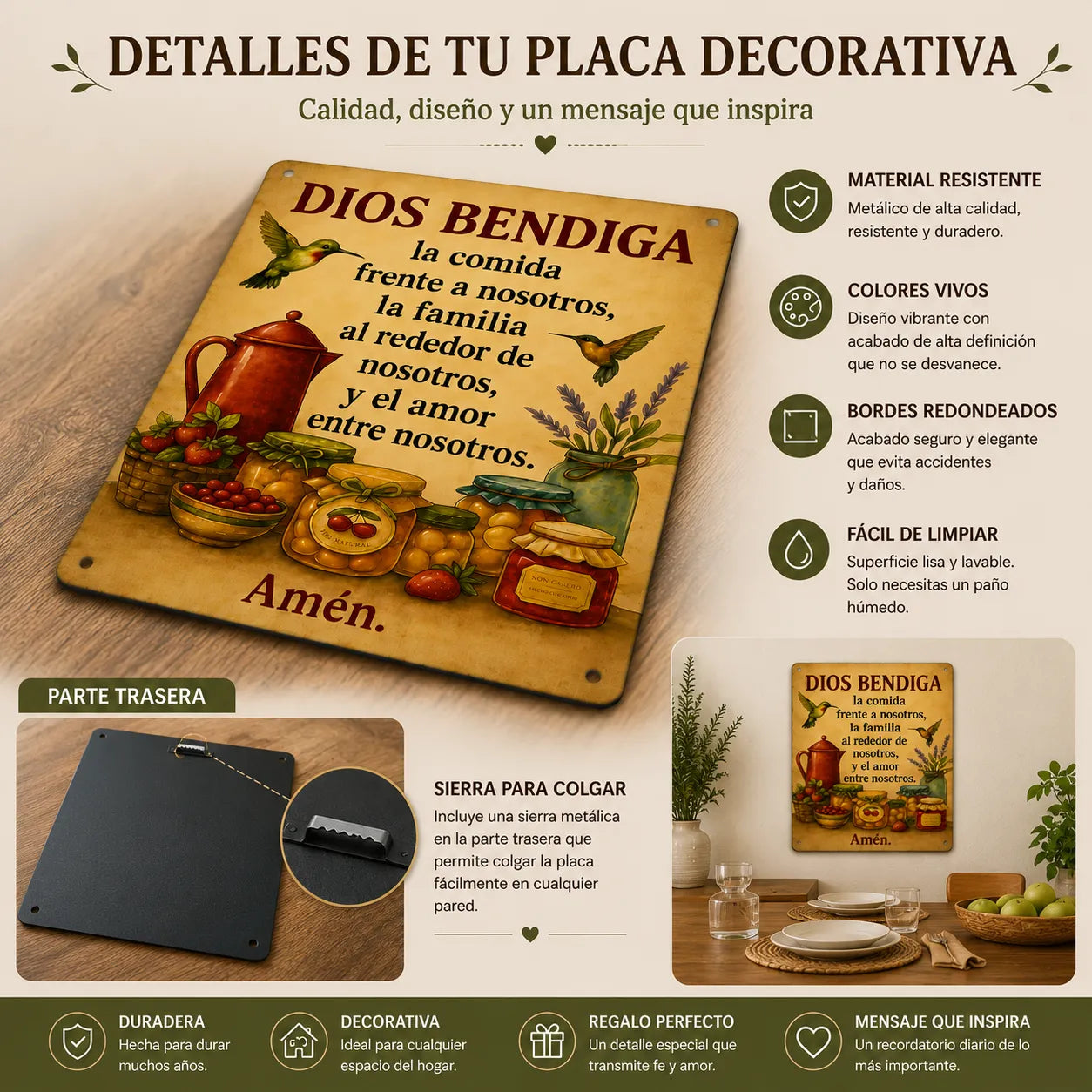 Mesa Bendecida™ | Placa de fe y protección
