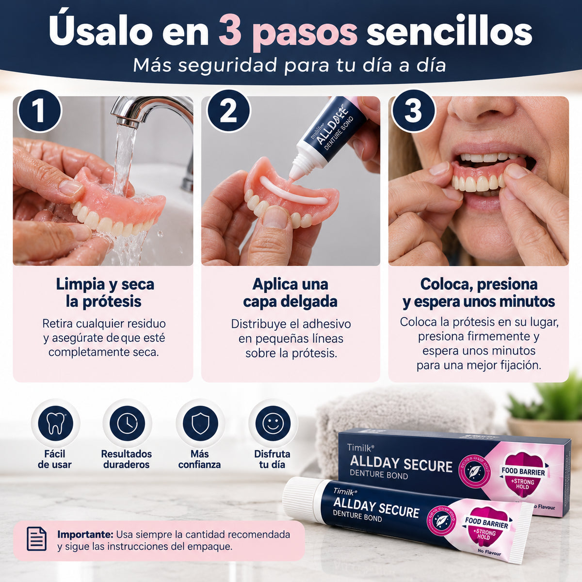 Adhesivo para prótesis dentales - Comfort Seal Pro 2x1