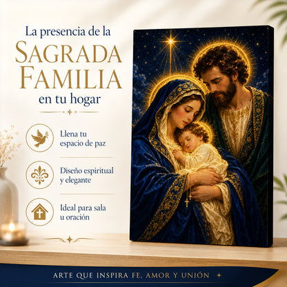 Cuadro de la Sagrada Familia en una noche radiante