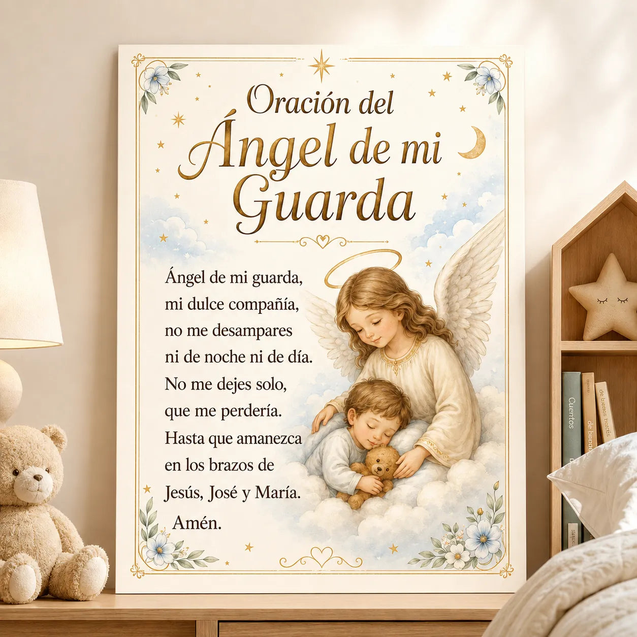 Oración del Ángel de mi Guarda™ – Cuadro de Fe, Amor y Protección