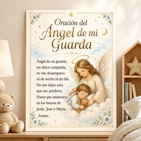 Oración del Ángel de mi Guarda™ – Cuadro de Fe, Amor y Protección