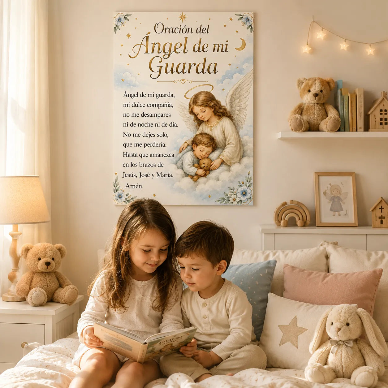 Oración del Ángel de mi Guarda™ – Cuadro de Fe, Amor y Protección