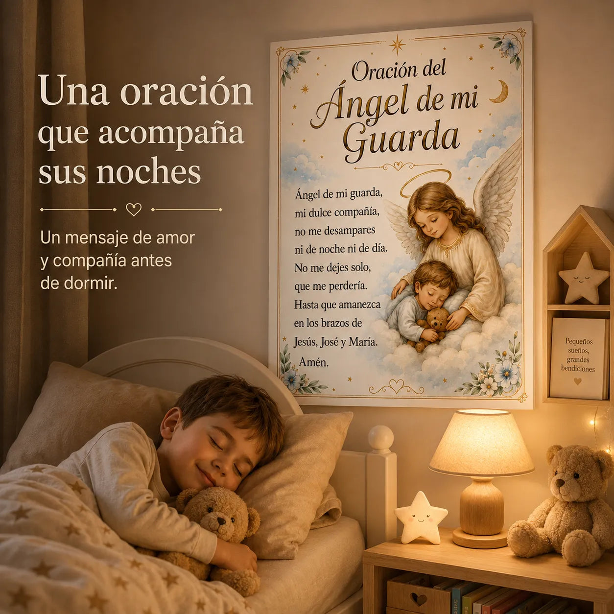 Oración del Ángel de mi Guarda™ – Cuadro de Fe, Amor y Protección