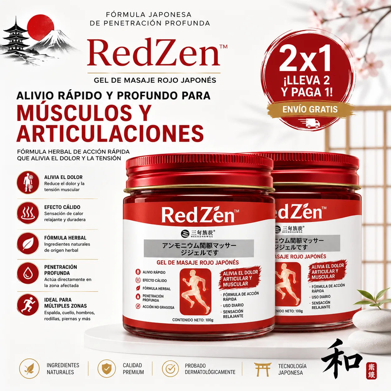 RedZen™ – Gel Japonés de Acción Rápida para el alivio del dolor articular y muscular