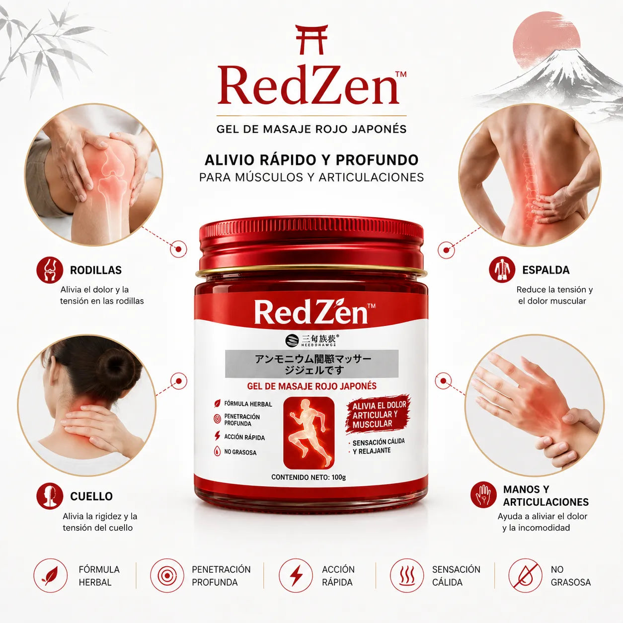 RedZen™ – Gel Japonés de Acción Rápida para el alivio del dolor articular y muscular