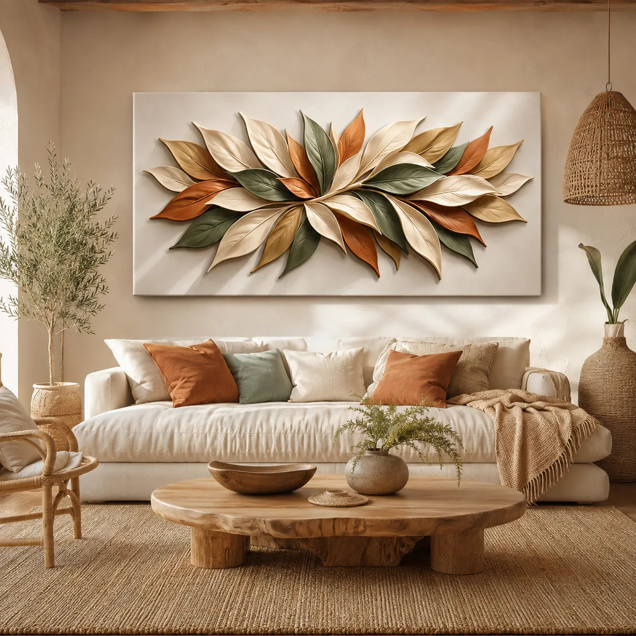Cuadro Decorativo Minimalista Pétalos en tonos tierra