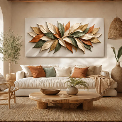 Cuadro Decorativo Minimalista Pétalos en tonos tierra