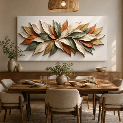 Cuadro Decorativo Minimalista Pétalos en tonos tierra