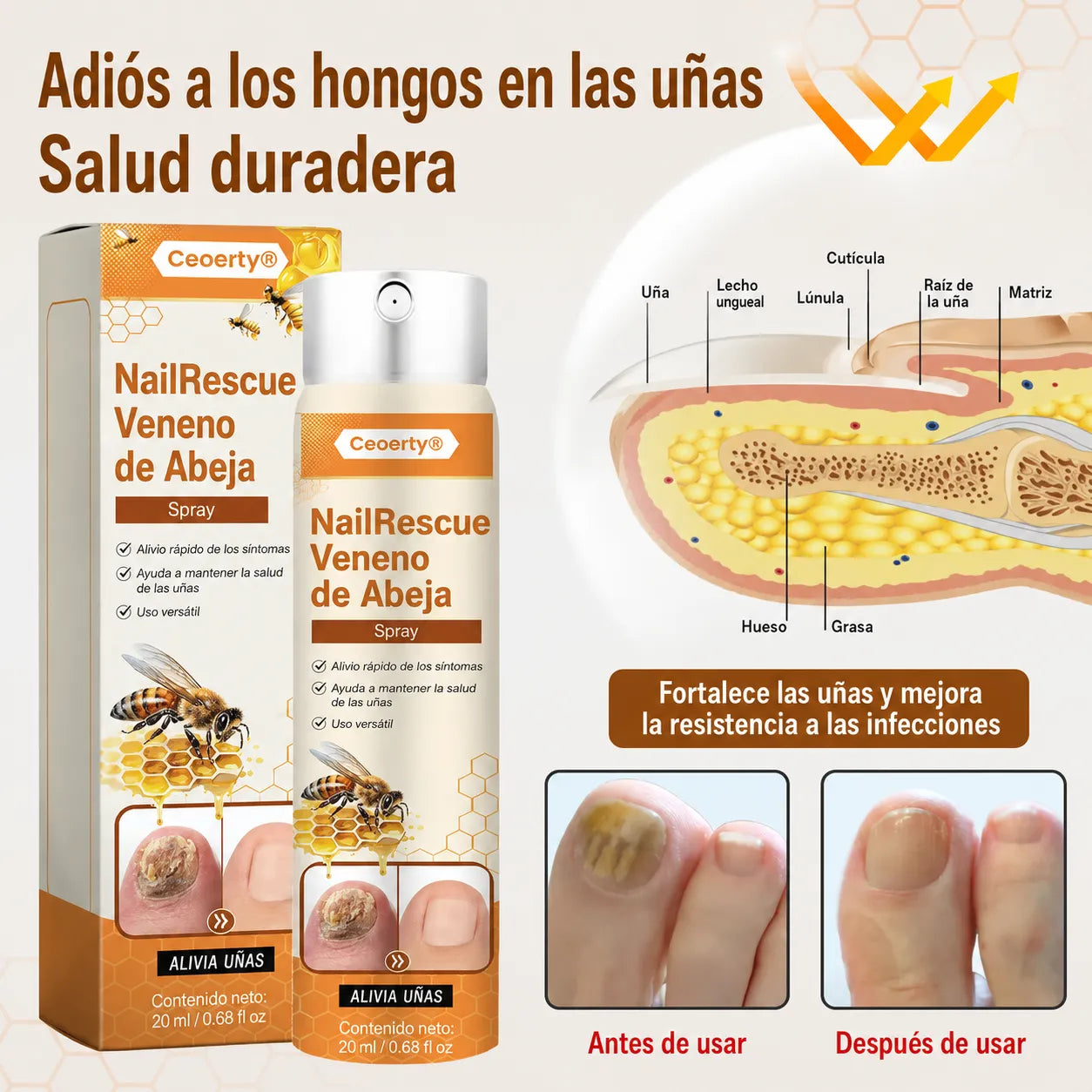 FungiBee™ –Aerosol Cuidado Intensivo para Uñas Maltratadas