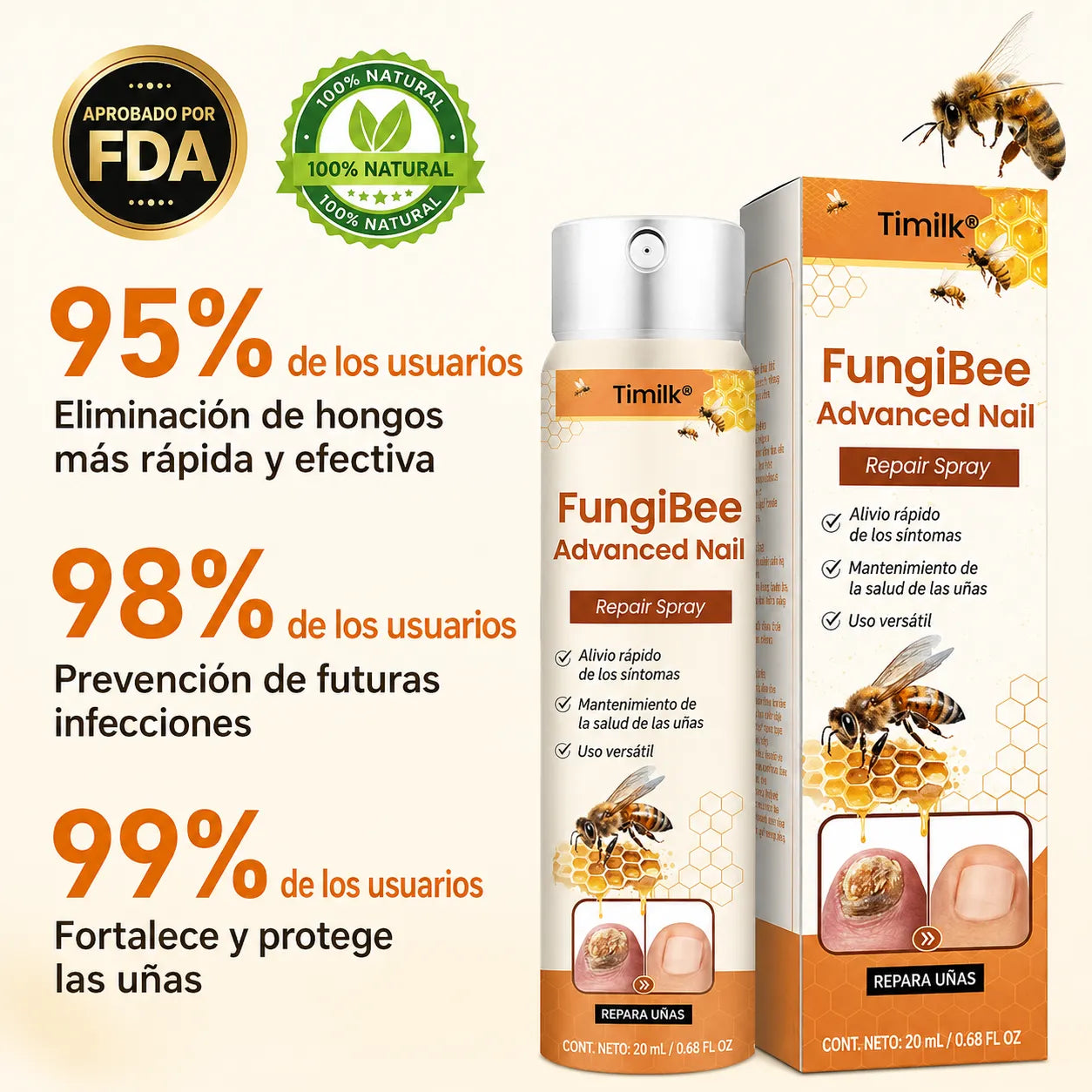FungiBee™ –Aerosol Cuidado Intensivo para Uñas Maltratadas