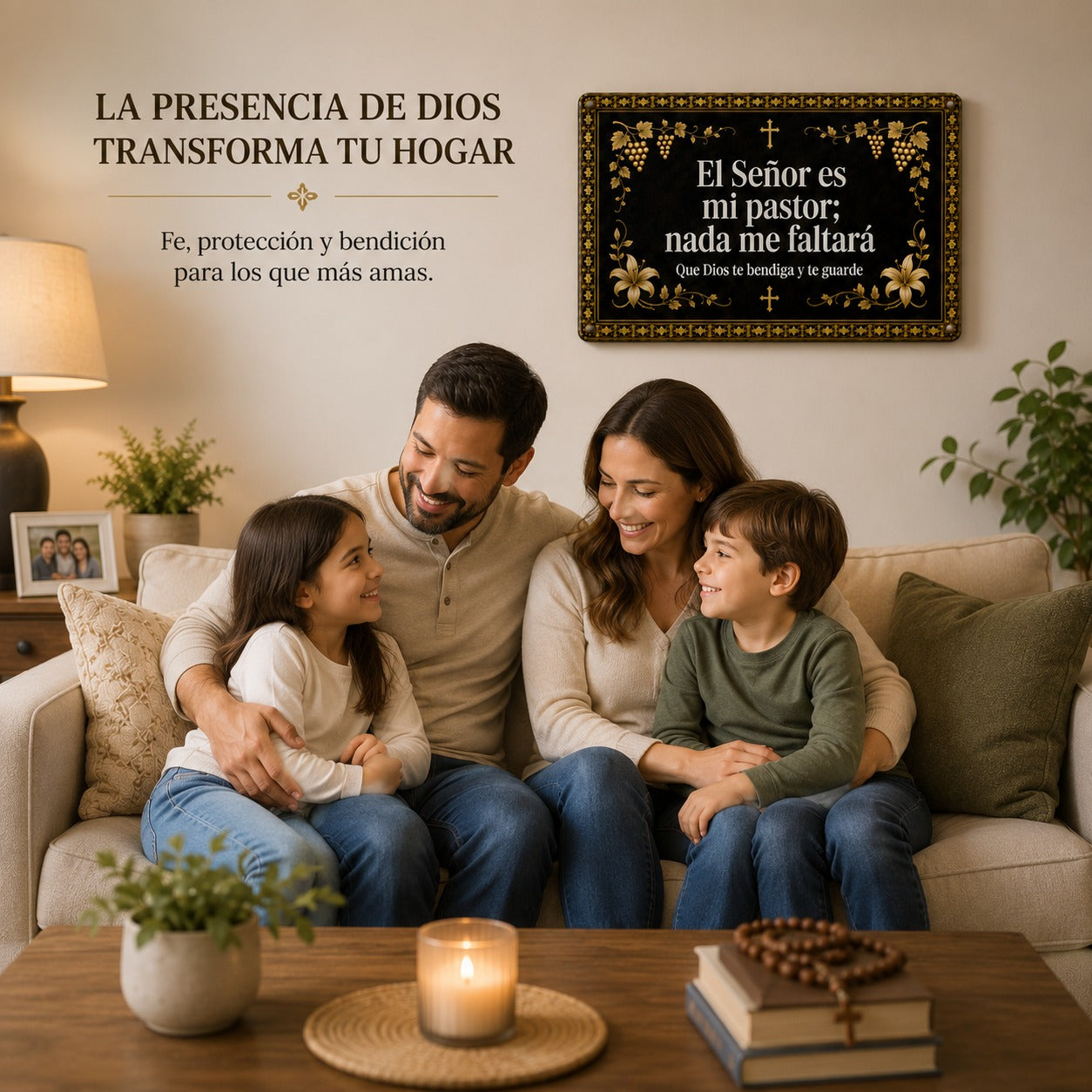 Hogar Bajo Su Protección™ | Placa Cristiana de Bendición y Fe 🕊🙏