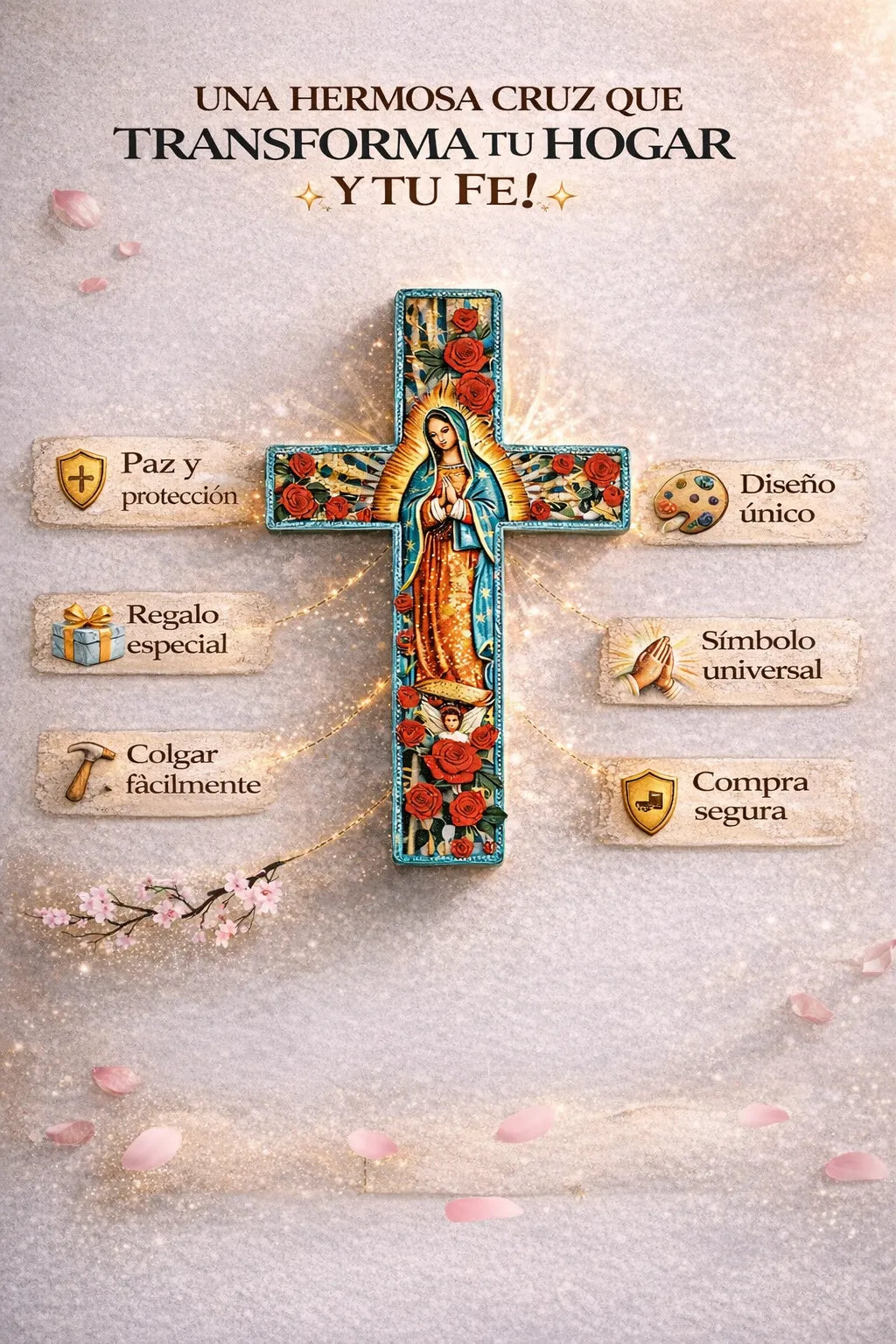 ✝ Cruz Bendecida de la Virgen para atraer fe, paz y protección en tu hogar 🕊✨
