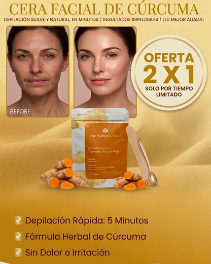 Cera facial de cúrcuma - Cera en polvo indolora de 5 minutos 2x1 HOY