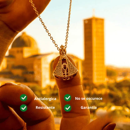 COMPRA 1 y lleva 2 Collar de Doble Cara de Nuestra Señora de Aparecida- Circonita Premium y Oro 14K