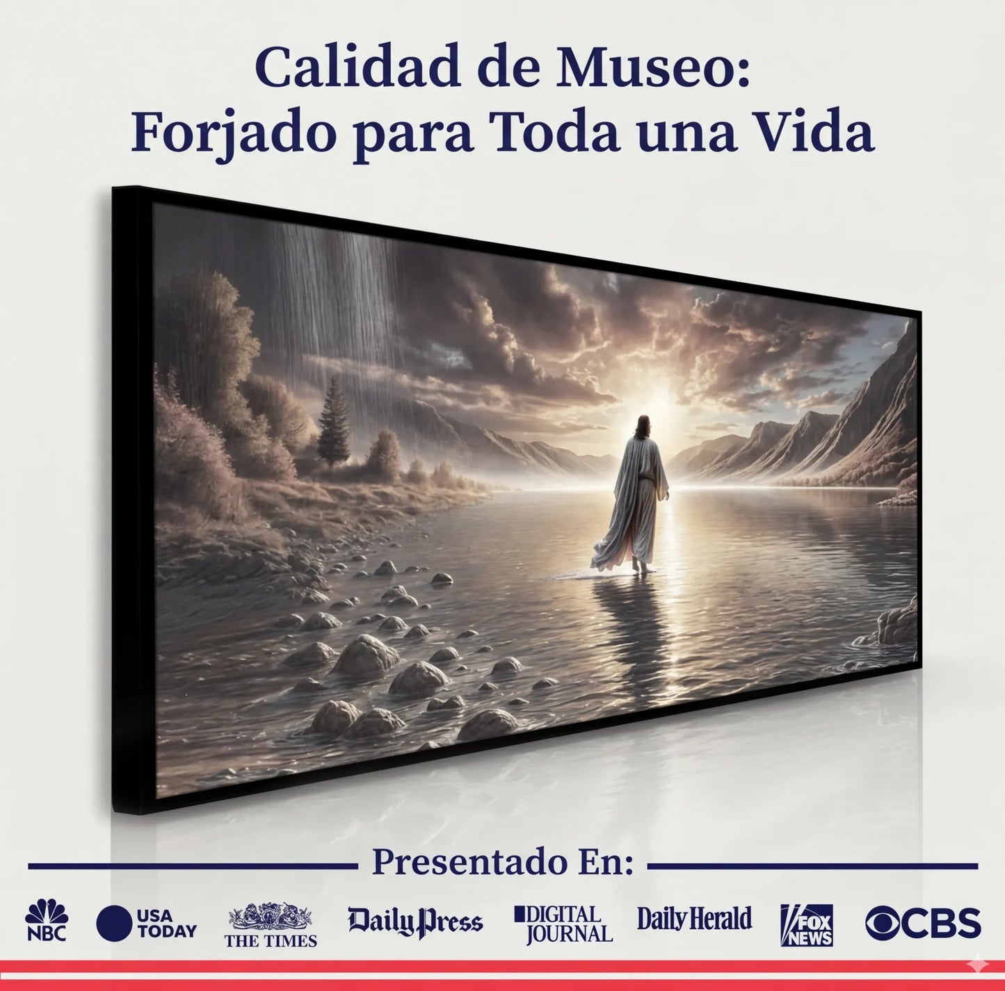 JESUS caminando sobre el agua - Arte mural de la fe