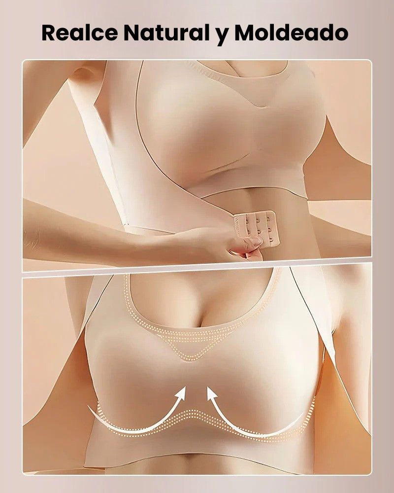 Sujetador corrector sin aros con espalda cruzada y cierre frontal