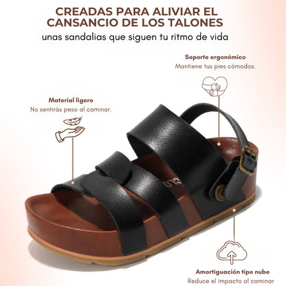 Sandalia Solara de plataforma de cuero ecológico: ligeras y antideslizantes