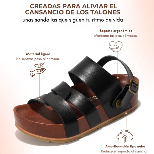 Sandalia Solara de plataforma de cuero ecológico: ligeras y antideslizantes