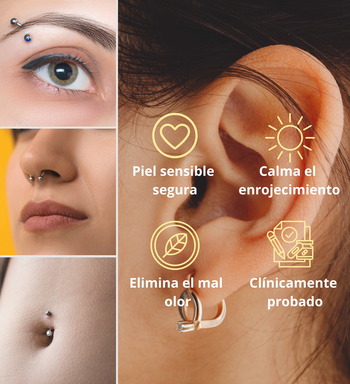 Sistema BUMP de limpieza total para orejas y perforaciones. 2 x 1