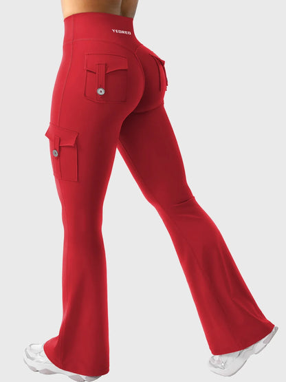 Leggings acampanados de realce Bruna, stretch de cintura alta con bolsillos