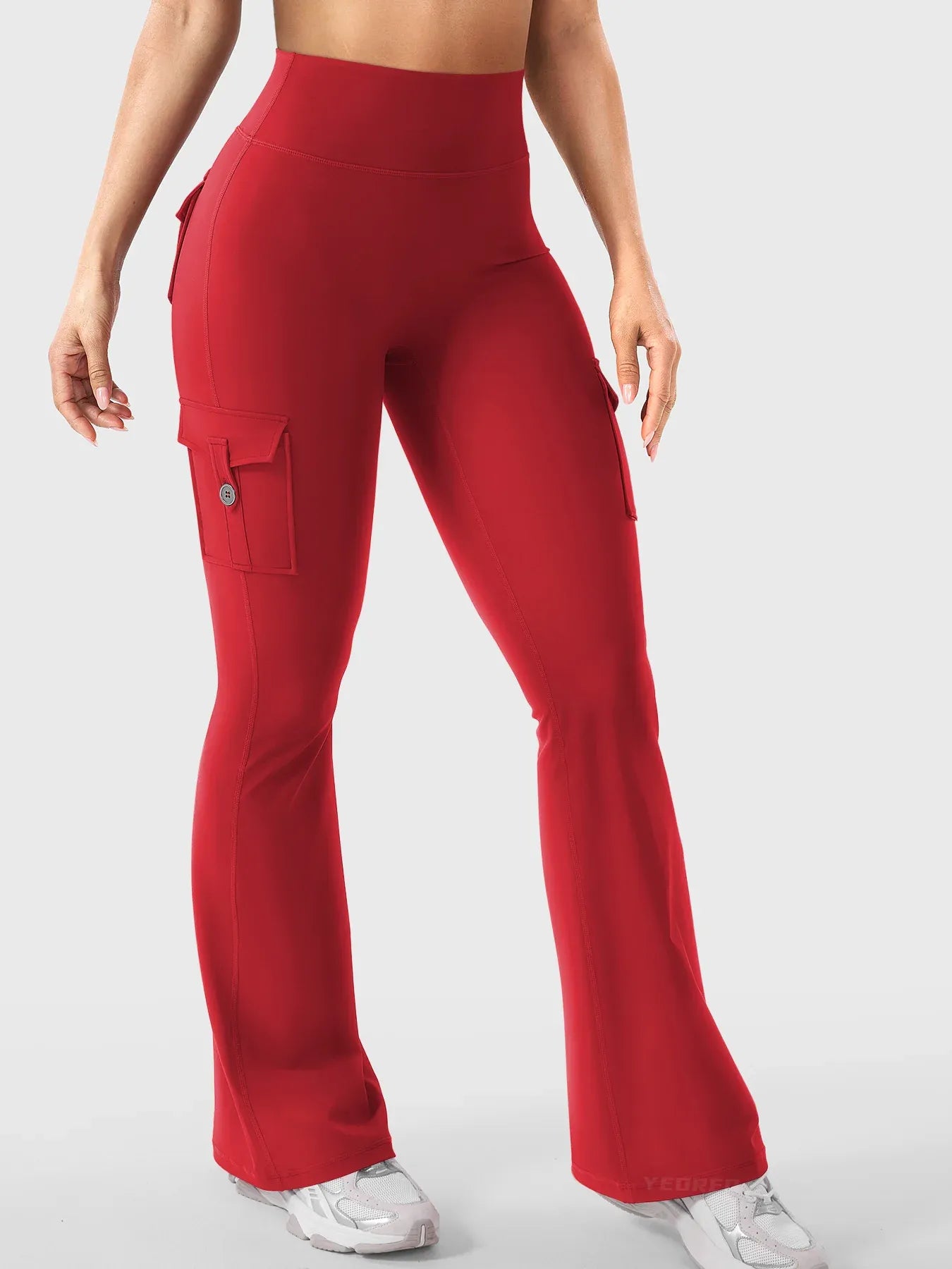 Leggings acampanados de realce Bruna, stretch de cintura alta con bolsillos