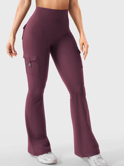 Leggings acampanados de realce Bruna, stretch de cintura alta con bolsillos