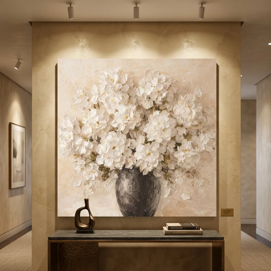 Cuadro Decorativo Minimalista Flores blancas en jarrón — Ramo