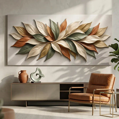 Cuadro Decorativo Minimalista Pétalos en tonos tierra