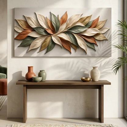 Cuadro Decorativo Minimalista Pétalos en tonos tierra