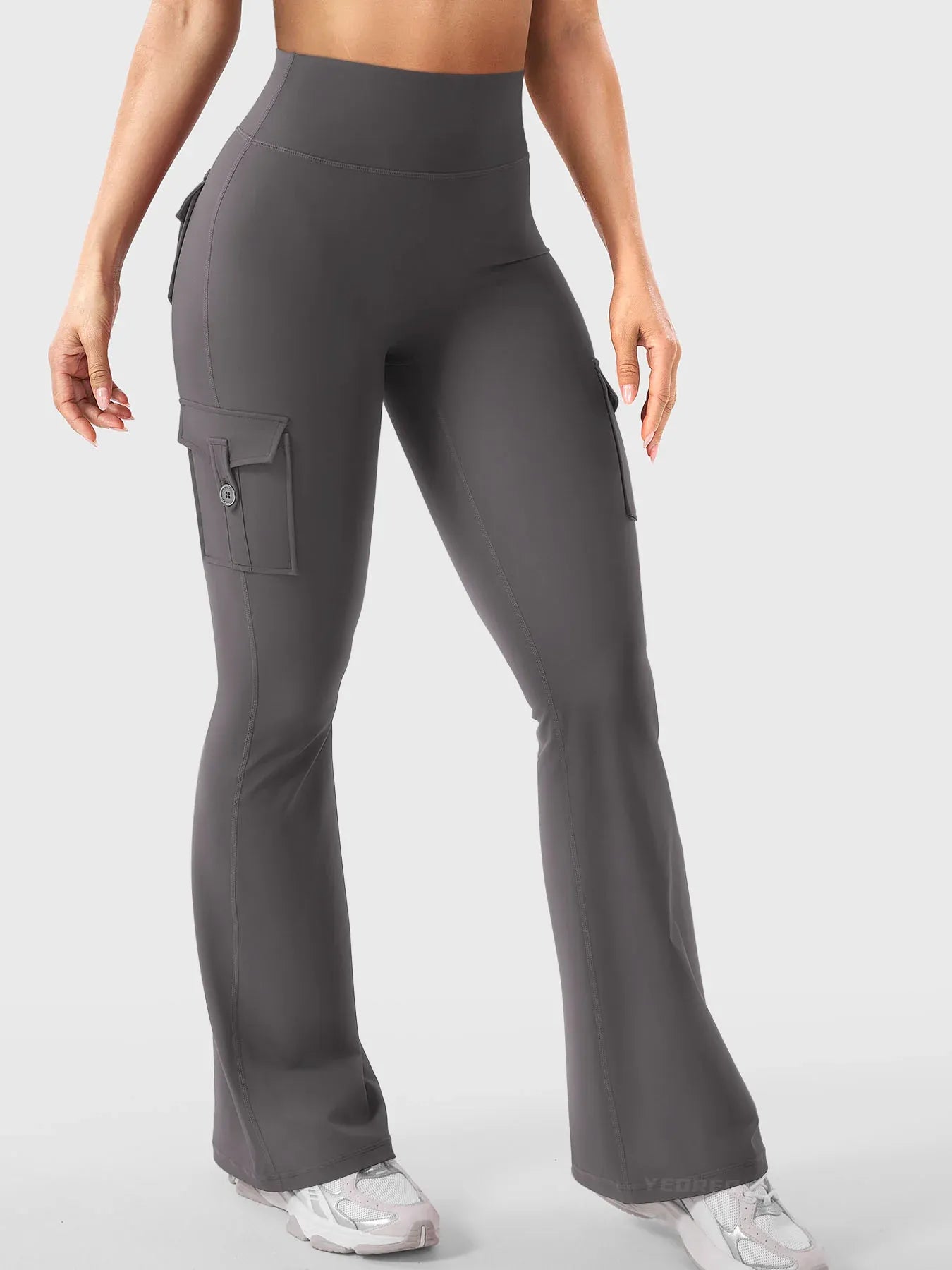 Leggings acampanados de realce Bruna, stretch de cintura alta con bolsillos