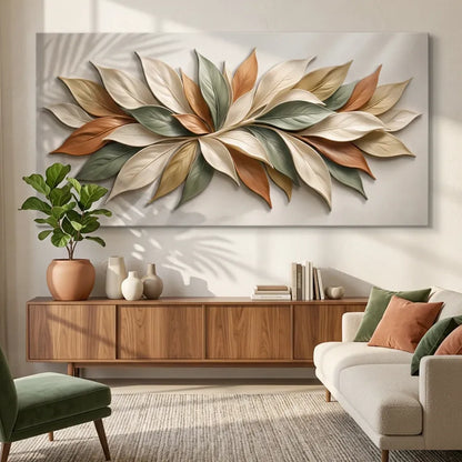 Cuadro Decorativo Minimalista Pétalos en tonos tierra