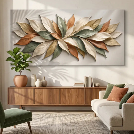 Cuadro Decorativo Minimalista Pétalos en tonos tierra