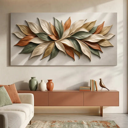 Cuadro Decorativo Minimalista Pétalos en tonos tierra
