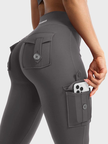 Leggings acampanados de realce Bruna, stretch de cintura alta con bolsillos