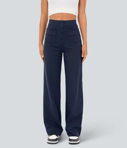 Pantalones de realce Bionda strech de cintura alta con bolsillos y pierna recta