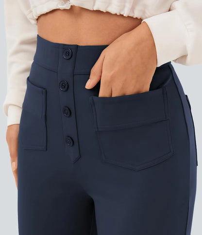 Pantalones de realce Bionda strech de cintura alta con bolsillos y pierna recta