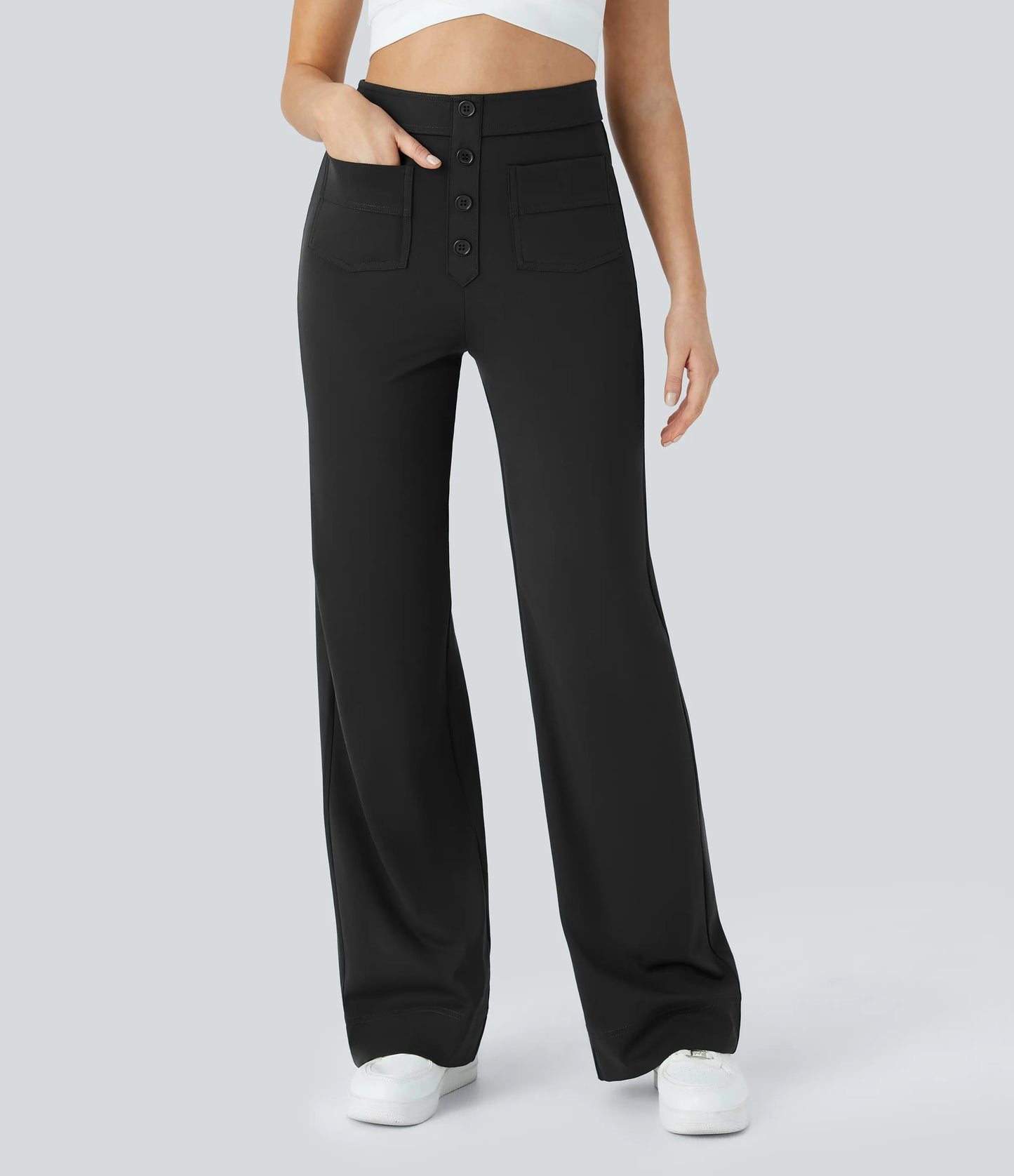 Pantalones de realce Bionda strech de cintura alta con bolsillos y pierna recta
