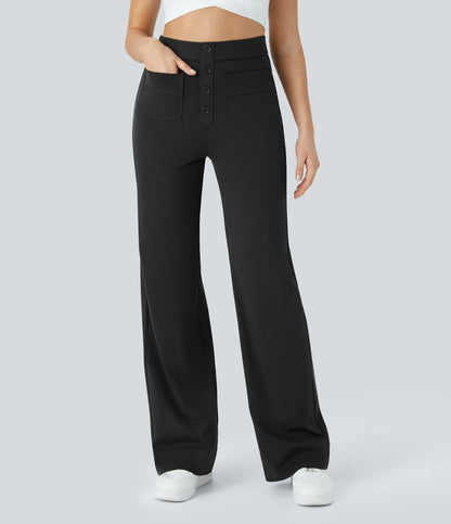 Pantalones de realce Bionda strech de cintura alta con bolsillos y pierna recta