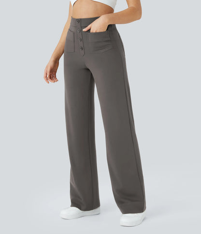 Pantalones de realce Bionda strech de cintura alta con bolsillos y pierna recta