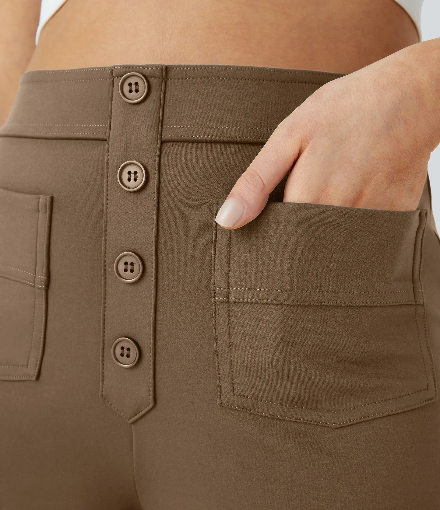 Pantalones de realce Bionda strech de cintura alta con bolsillos y pierna recta