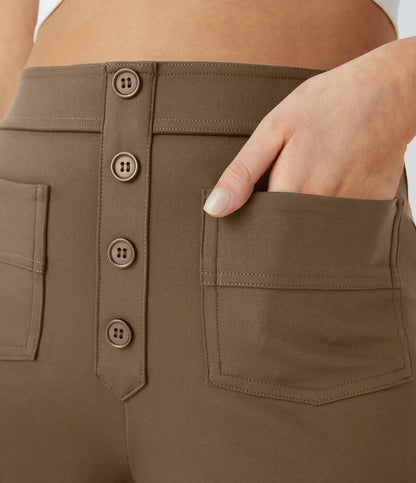 Pantalones de realce Bionda strech de cintura alta con bolsillos y pierna recta