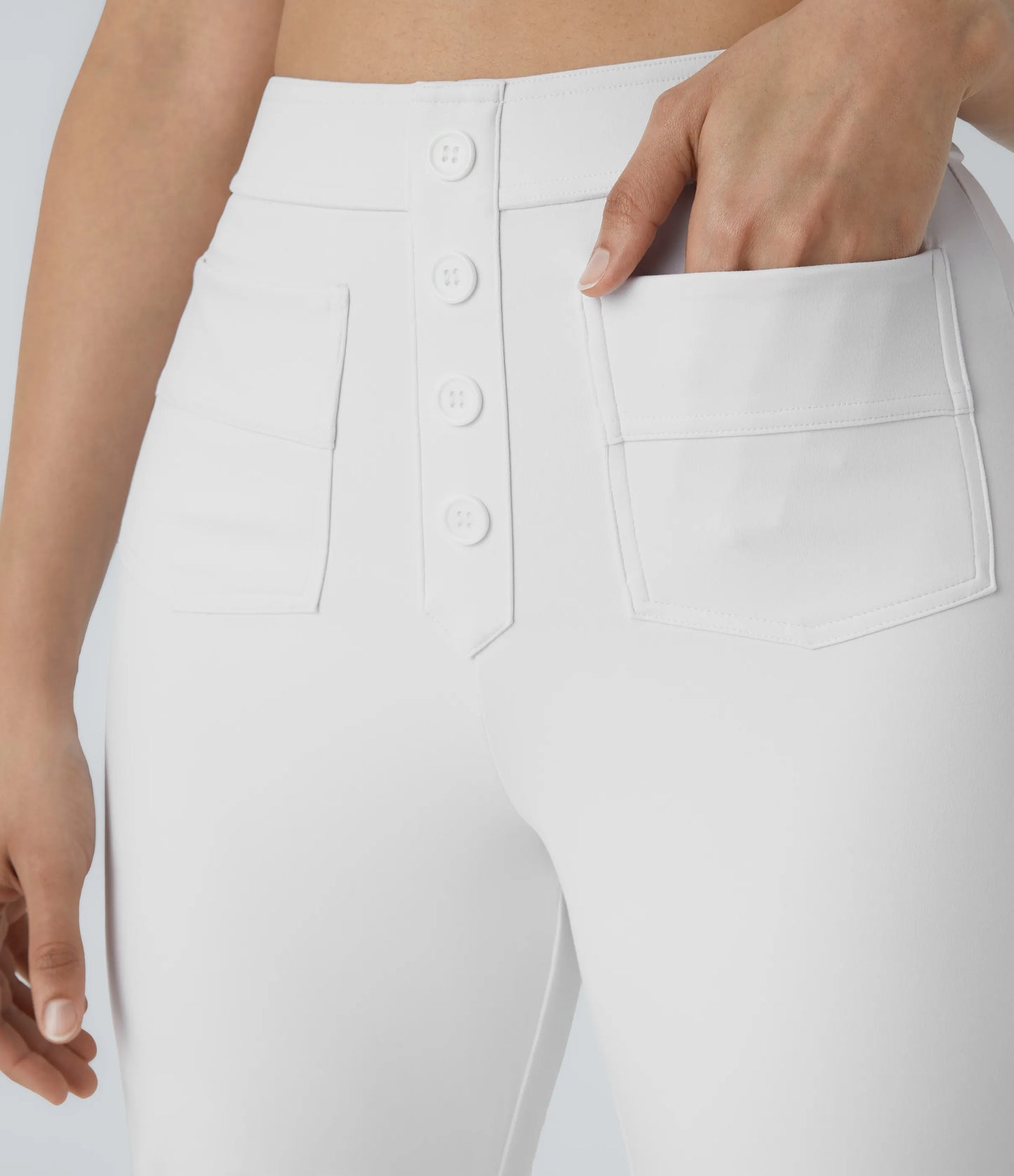 Pantalones de realce Bionda strech de cintura alta con bolsillos y pierna recta