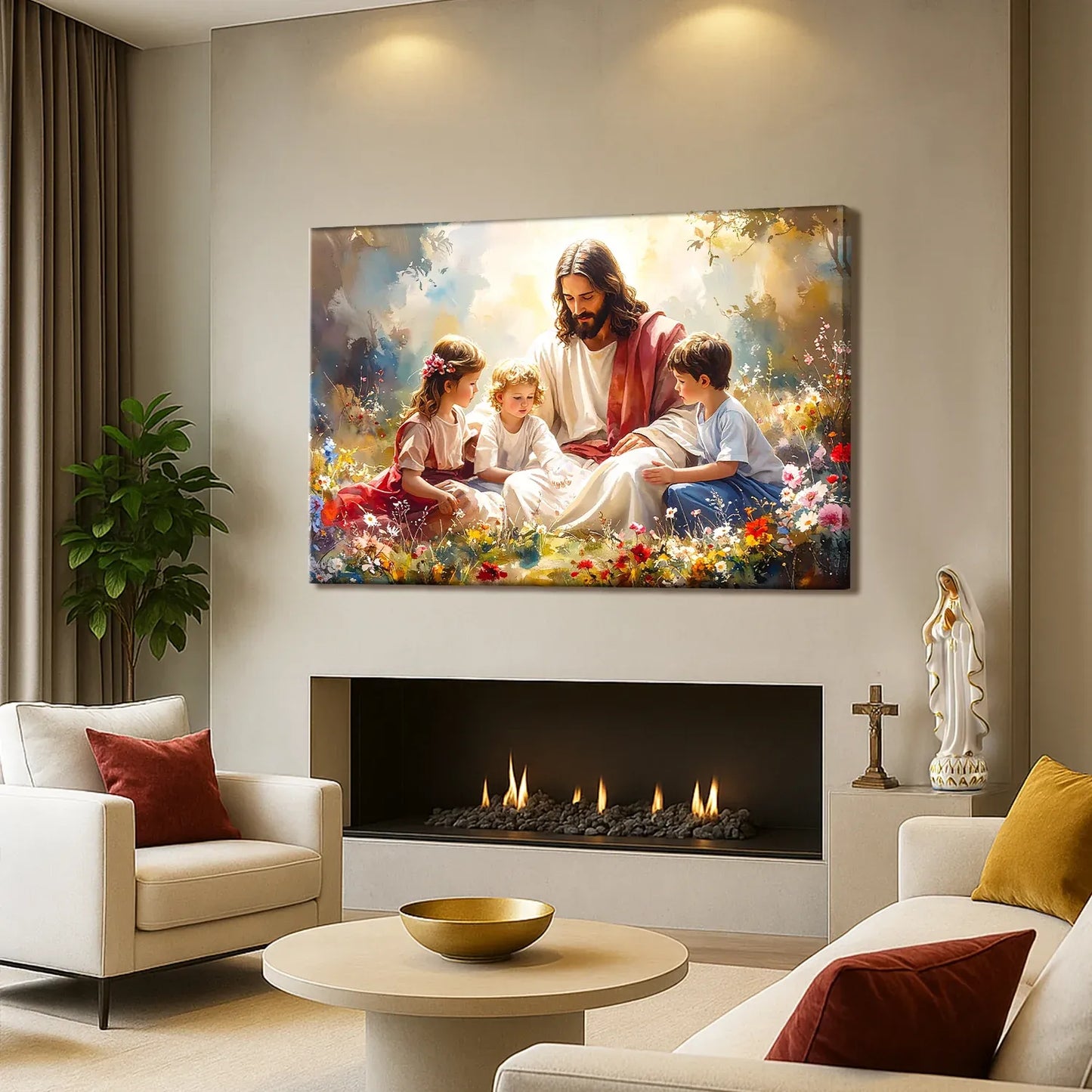 Jesús con niños - Arte mural de fe II