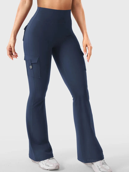 Leggings acampanados de realce Bruna, stretch de cintura alta con bolsillos