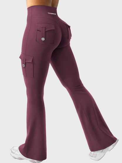 Leggings acampanados de realce Bruna, stretch de cintura alta con bolsillos