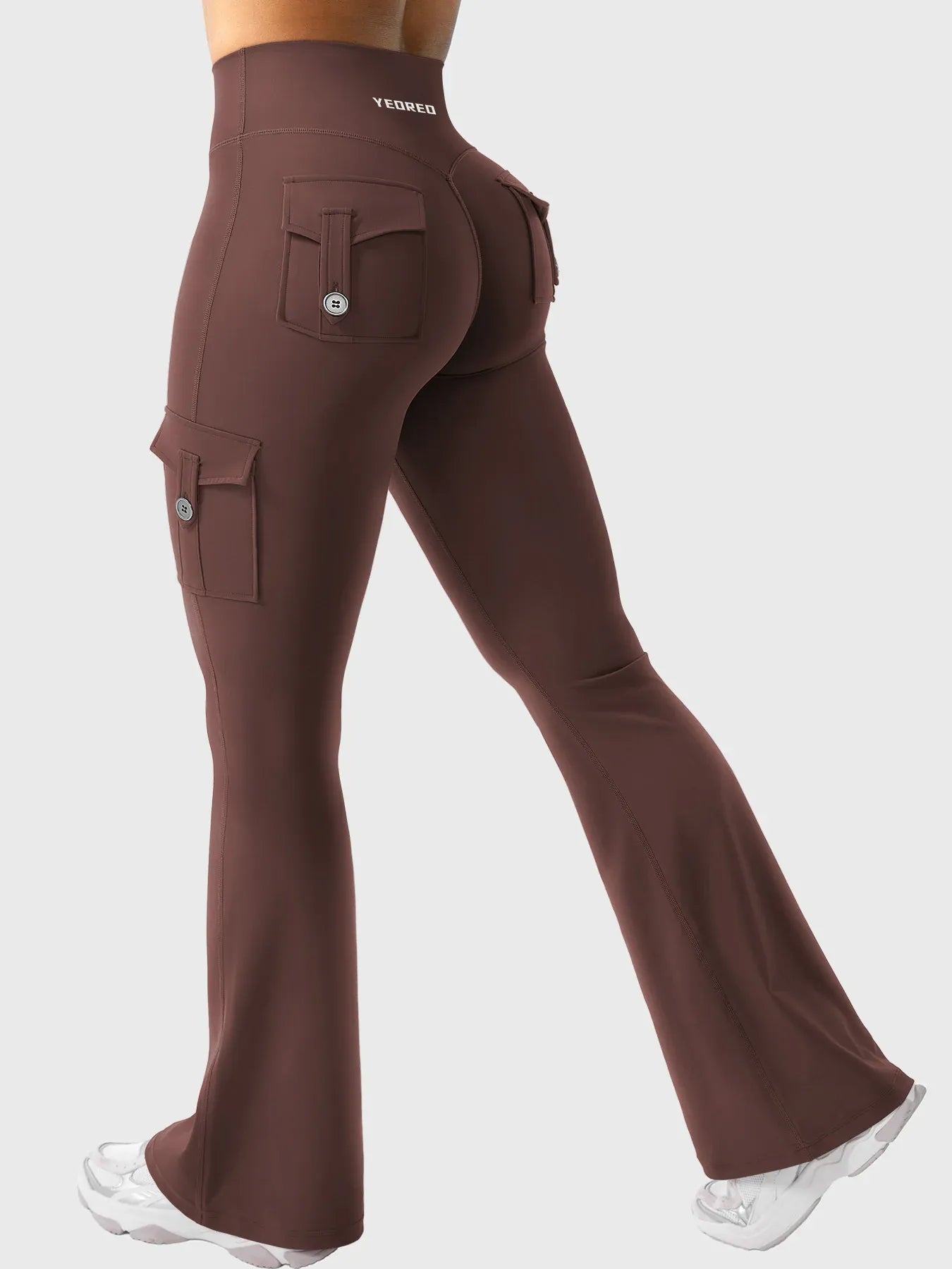Leggings acampanados de realce Bruna, stretch de cintura alta con bolsillos