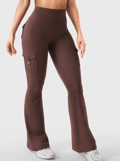 Leggings acampanados de realce Bruna, stretch de cintura alta con bolsillos