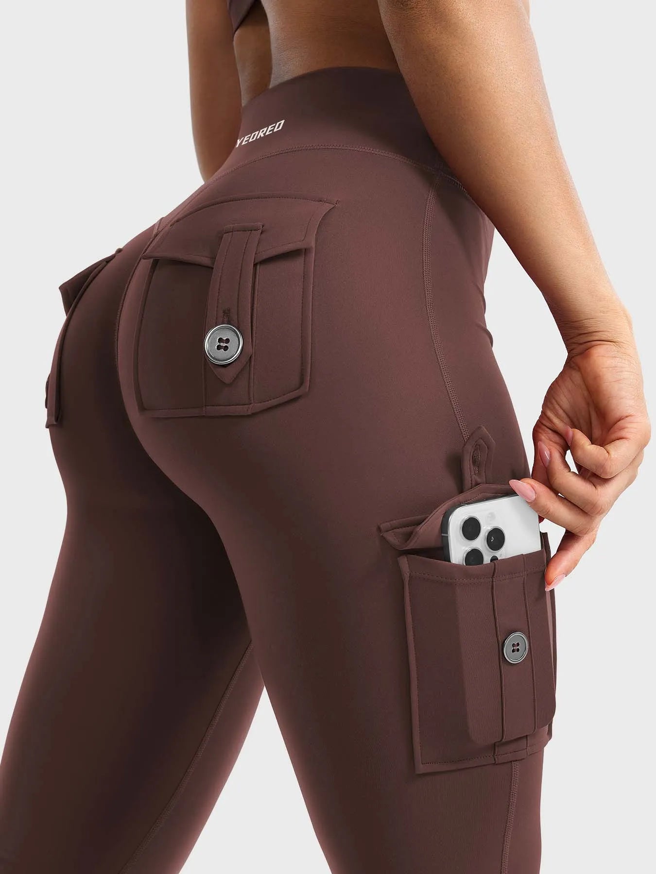 Leggings acampanados de realce Bruna, stretch de cintura alta con bolsillos